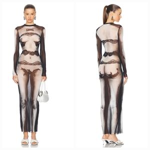 JEAN PAUL GAULTIEP Black THE BODY LACE MARINIÈRE Maxi Dress XS